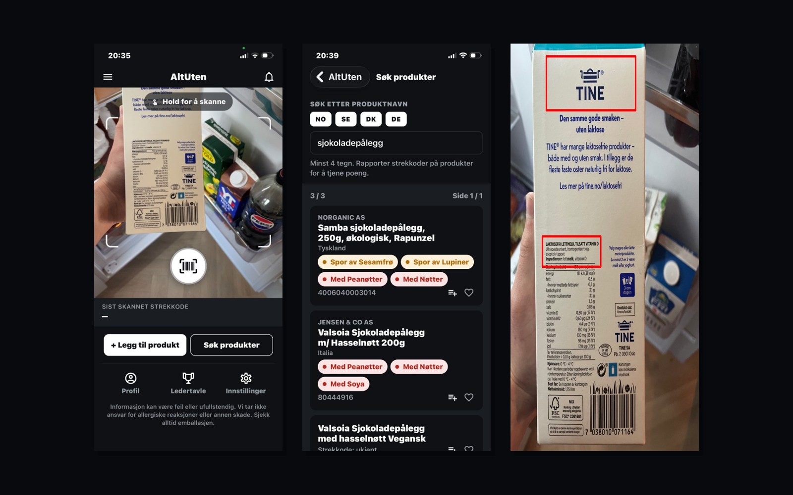 AltUten app — scan, search, and AI product checks